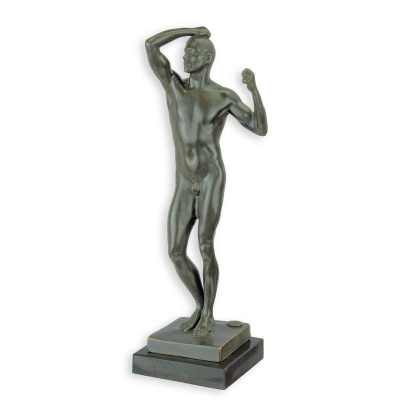 Exquisite Bronzefigur Adam Detaillierte Skulptur eines Nackten Mannes 2