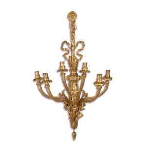 Eleganter siebenarmiger vergoldeter Bronze-Wandleuchter Antiker Kerzenleuchter