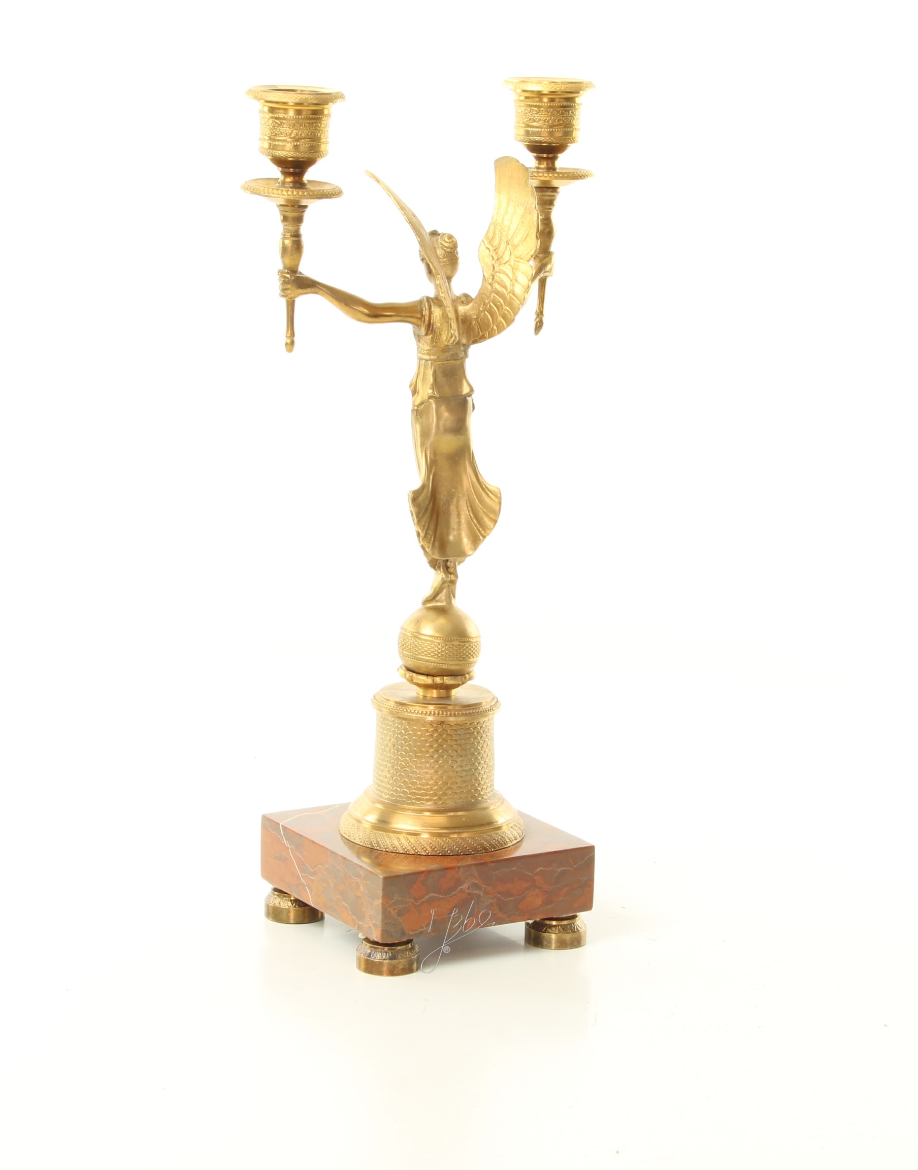 Vergoldeter Engel Bronze Kerzenhalter mit edlem MarmorSockel 11