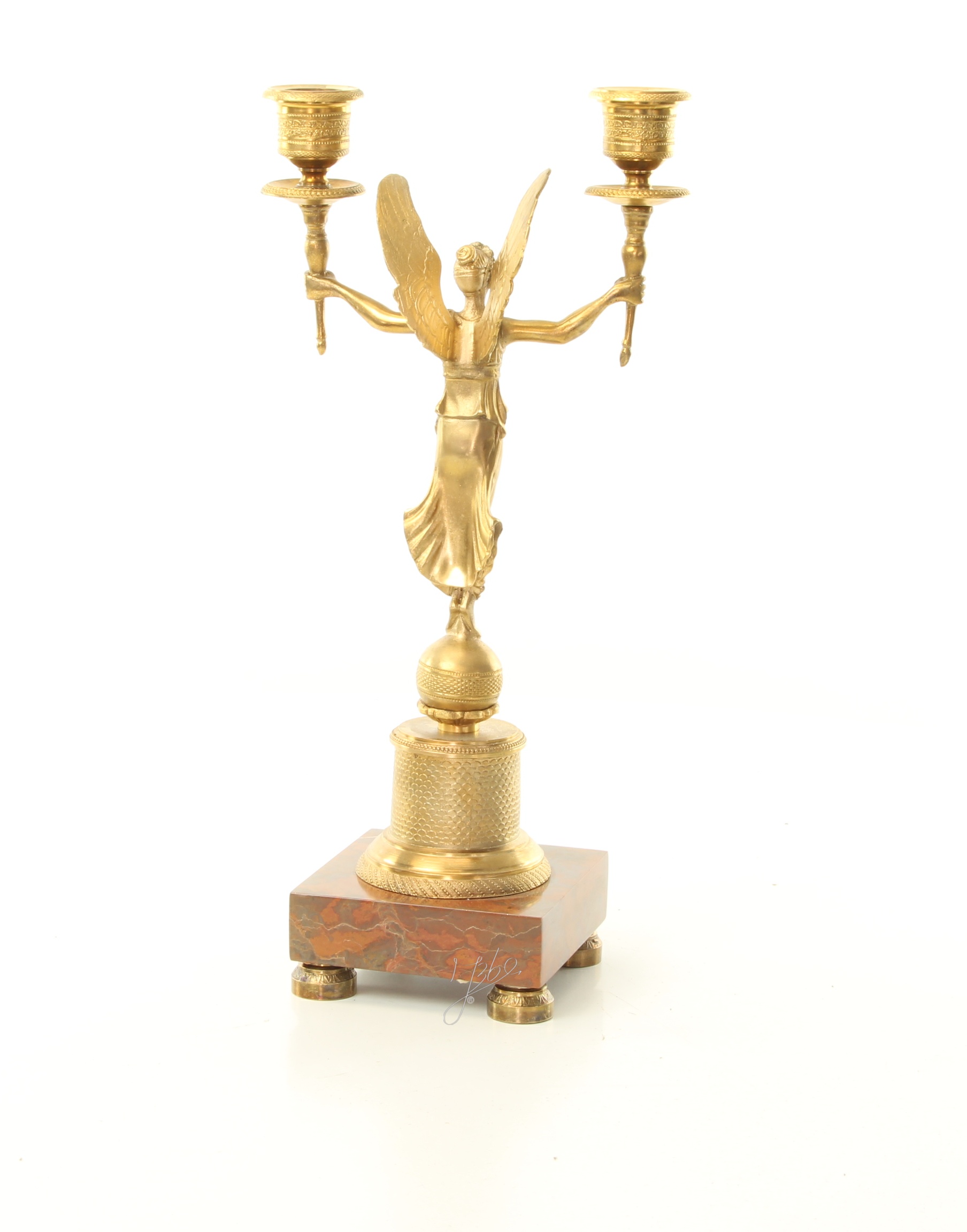 Vergoldeter Engel Bronze Kerzenhalter mit edlem MarmorSockel 10