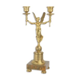Vergoldeter Engel Bronze Kerzenhalter mit edlem MarmorSockel