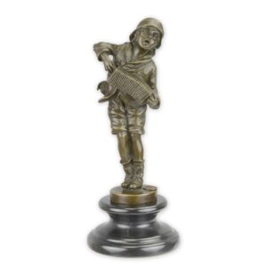Exquisite Bronzestatue Musiker  Bronze Skulptur Akkordeonspieler
