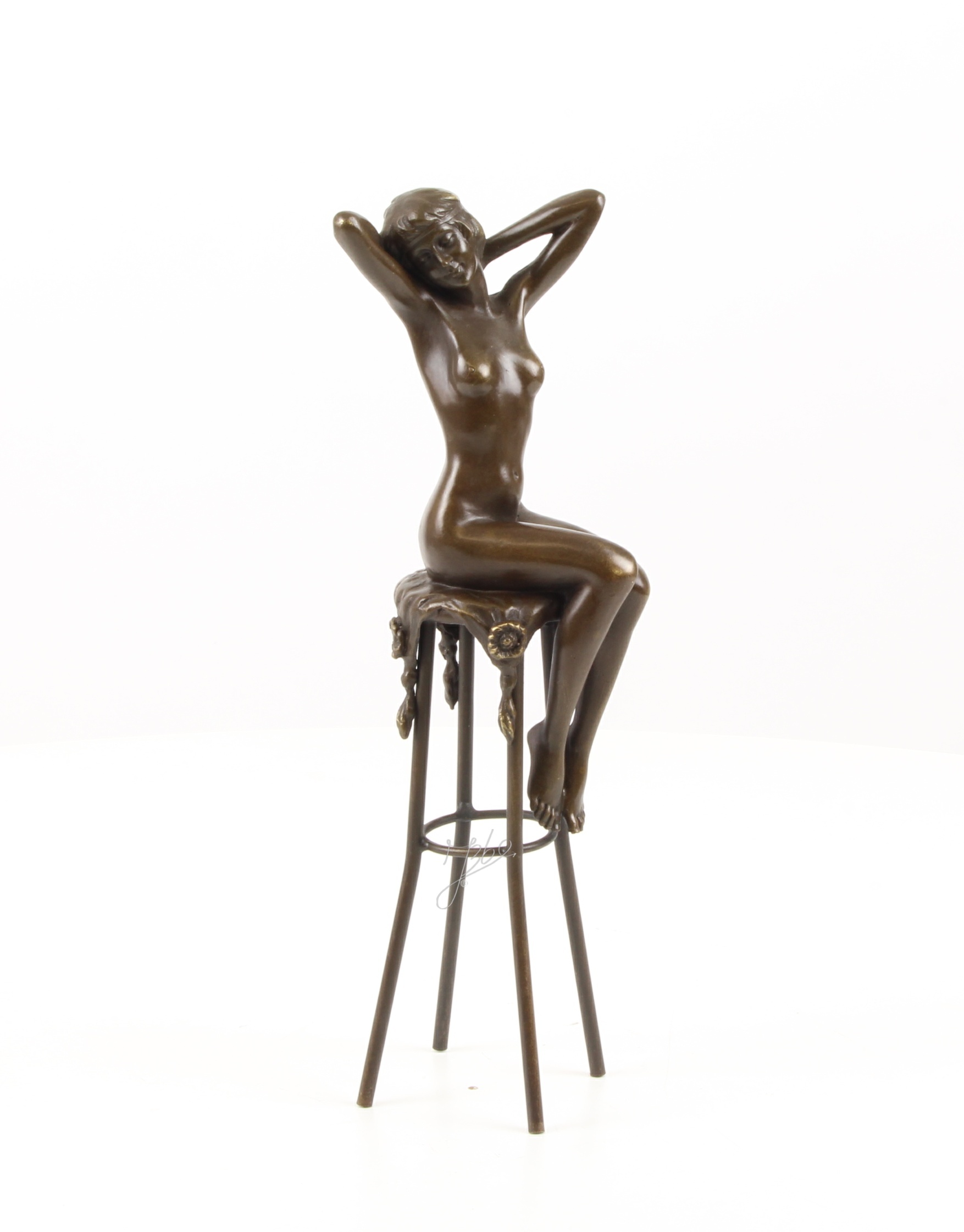 Elegante Bronzefigur Erwachen Dekorative Skulptur einer Sitzenden Frau 3