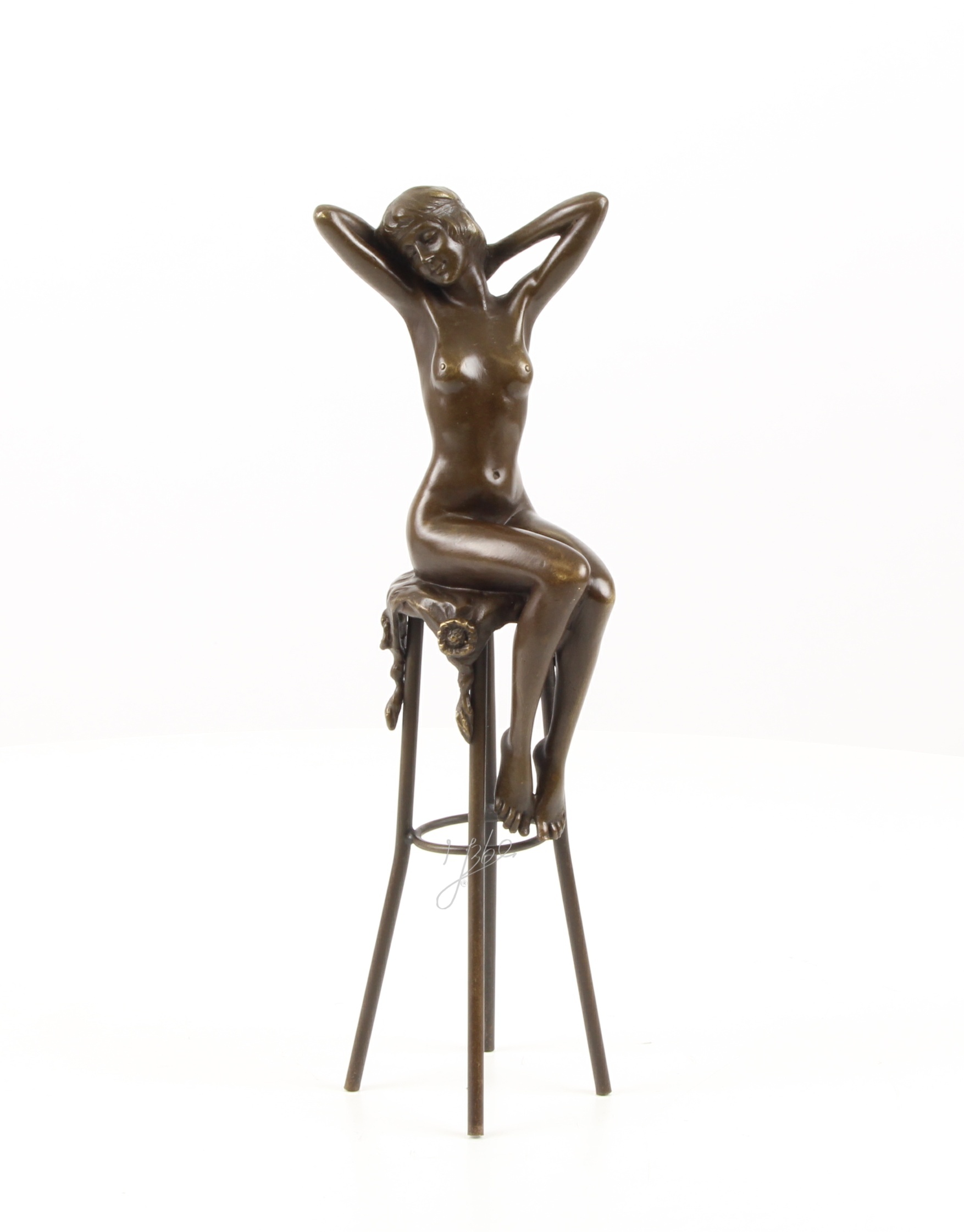 Elegante Bronzefigur Erwachen Dekorative Skulptur einer Sitzenden Frau 4