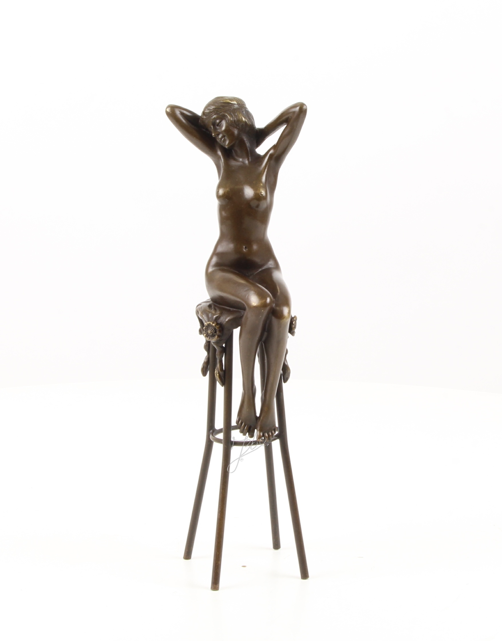 Elegante Bronzefigur Erwachen Dekorative Skulptur einer Sitzenden Frau 6