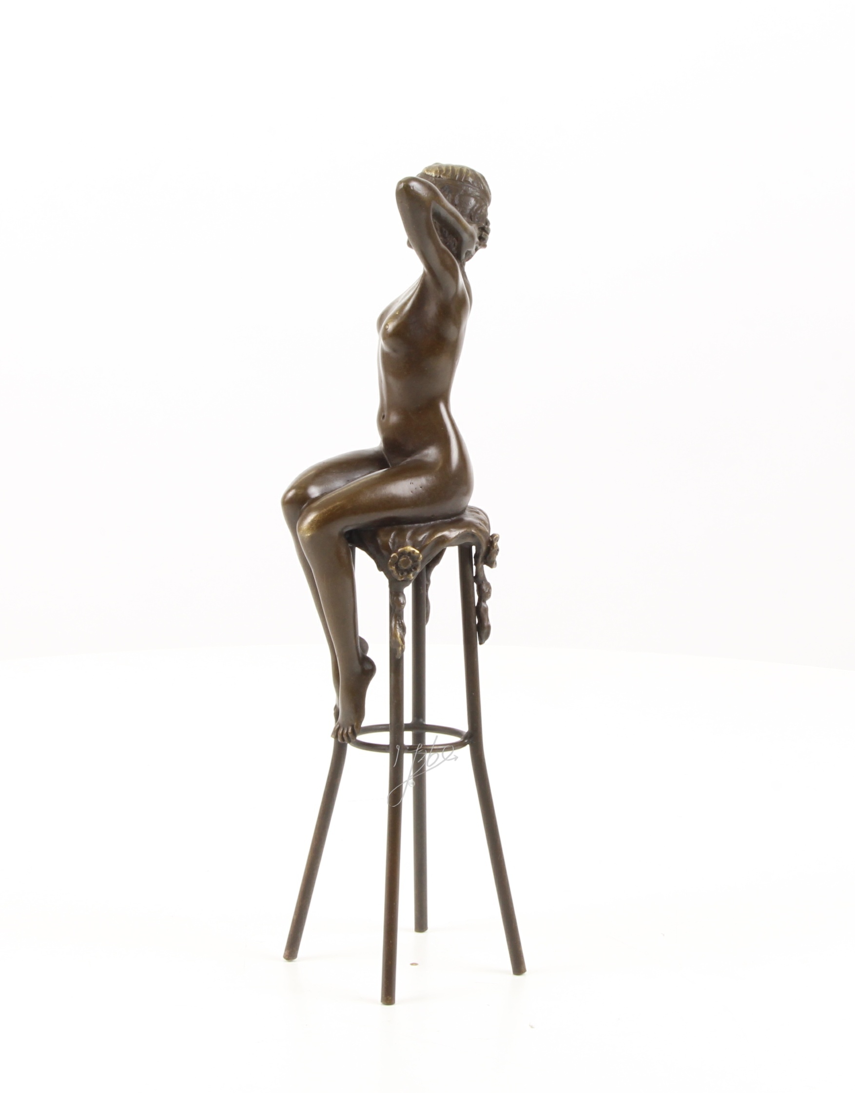 Elegante Bronzefigur Erwachen Dekorative Skulptur einer Sitzenden Frau 9