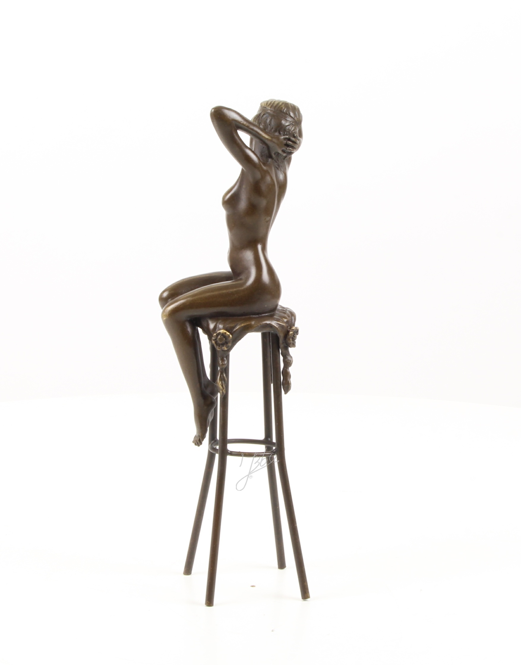 Elegante Bronzefigur Erwachen Dekorative Skulptur einer Sitzenden Frau 8