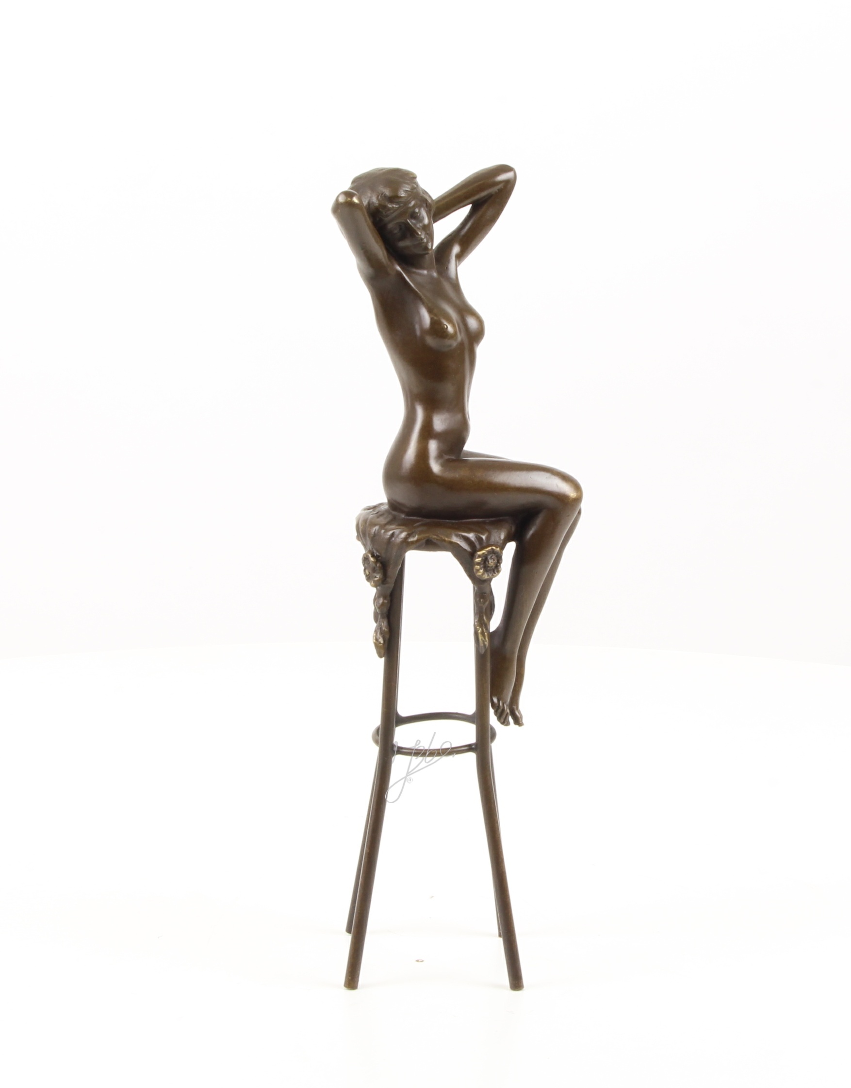 Elegante Bronzefigur Erwachen Dekorative Skulptur einer Sitzenden Frau 14
