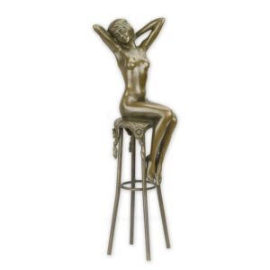 Elegante Bronzefigur Erwachen Dekorative Skulptur einer Sitzenden Frau