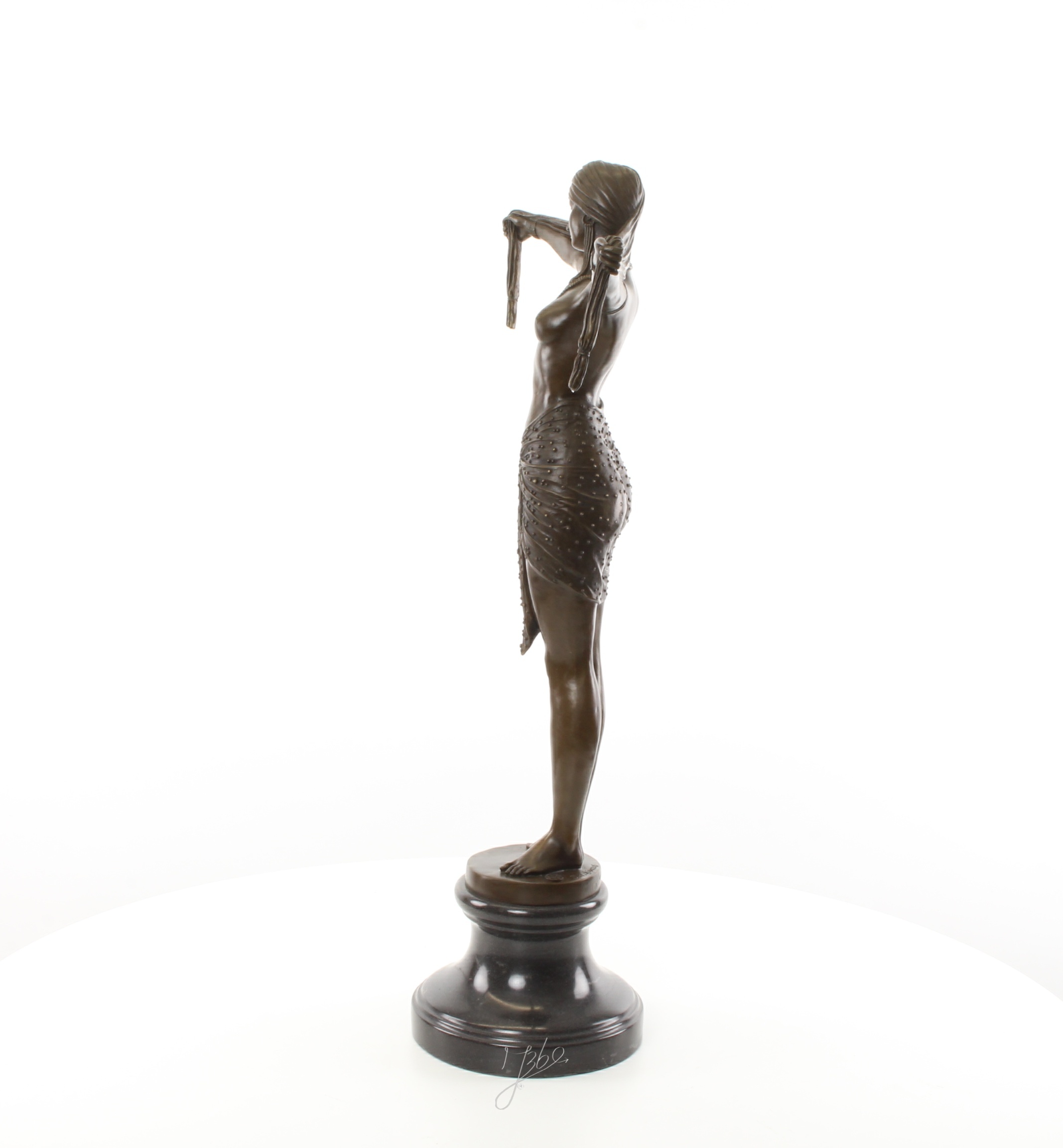 Elegante Bronze Tänzerin Skulptur mit Ausgestreckten Armen Kunstwerk 7