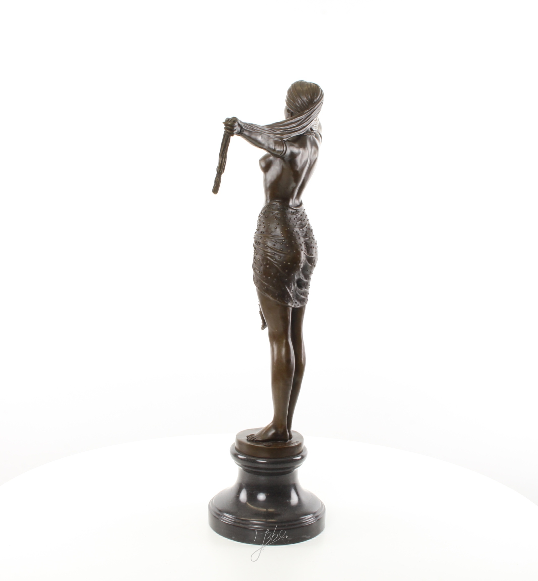 Elegante Bronze Tänzerin Skulptur mit Ausgestreckten Armen Kunstwerk 8