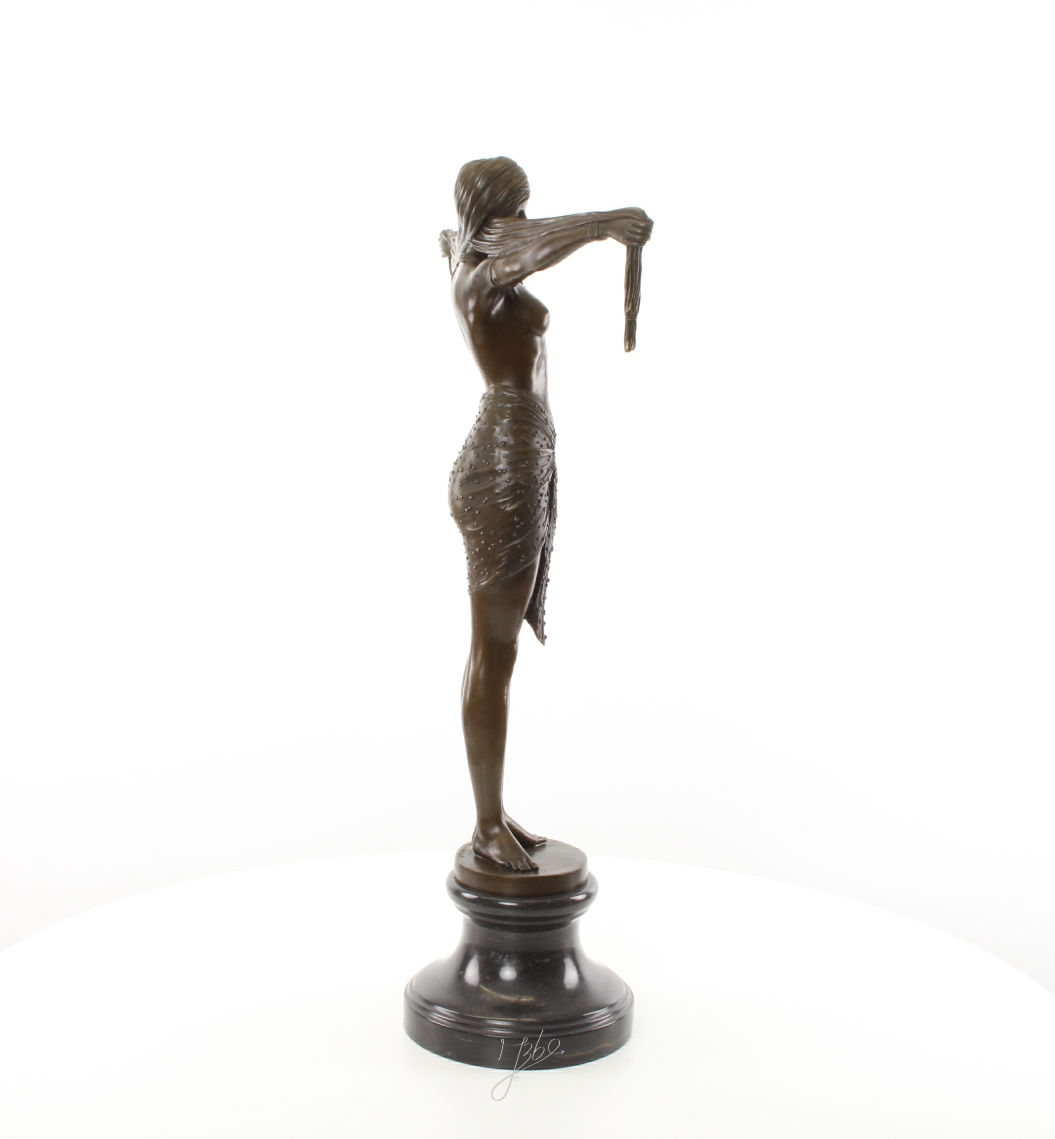 Elegante Bronze Tänzerin Skulptur mit Ausgestreckten Armen Kunstwerk 14