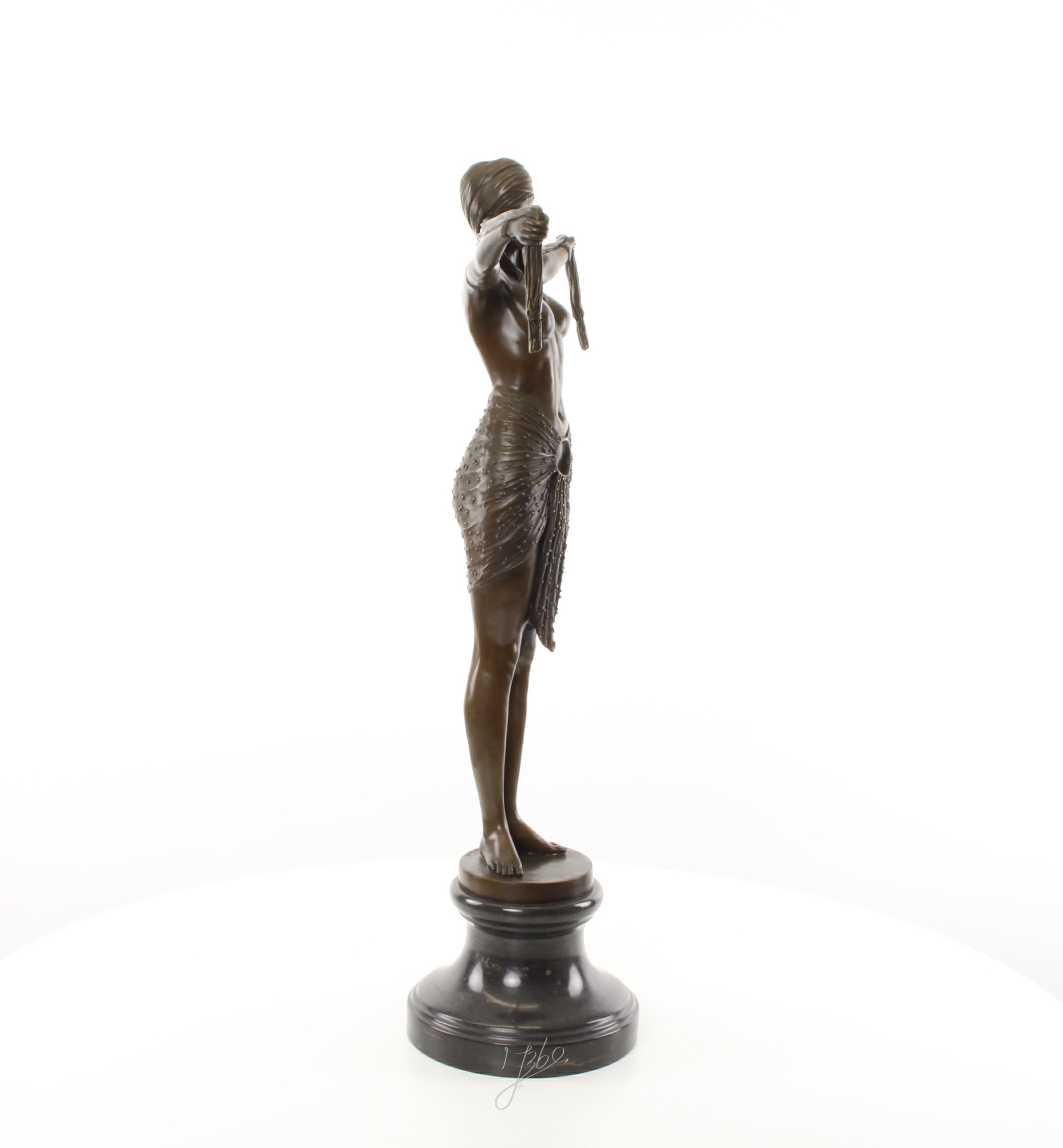 Elegante Bronze Tänzerin Skulptur mit Ausgestreckten Armen Kunstwerk 15