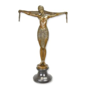 Elegante Bronze Tänzerin Skulptur mit Ausgestreckten Armen  Kunstwerk