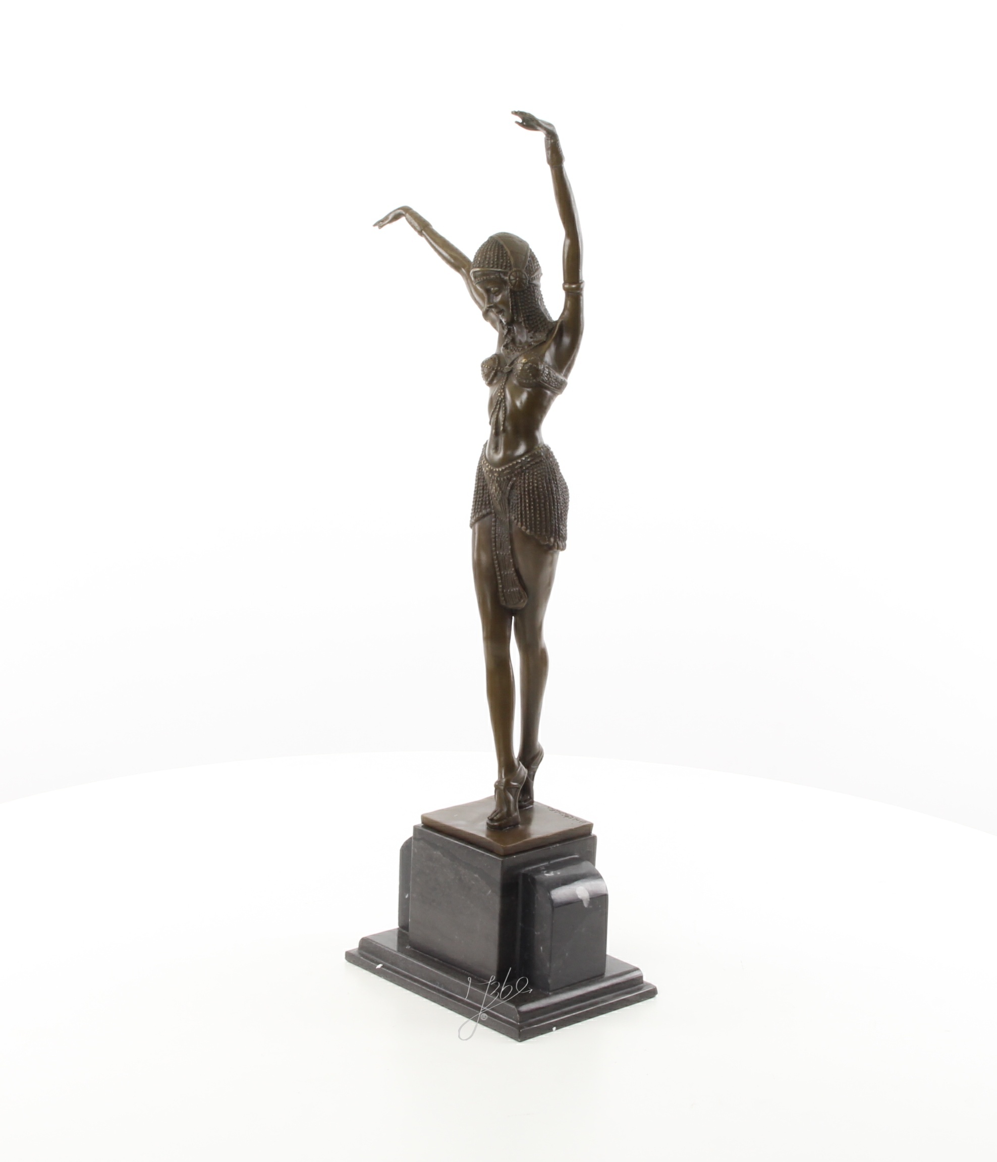 Exquisite Art déco Bronzeskulptur Ägyptische Tänzerin im Stil der 1920er 4