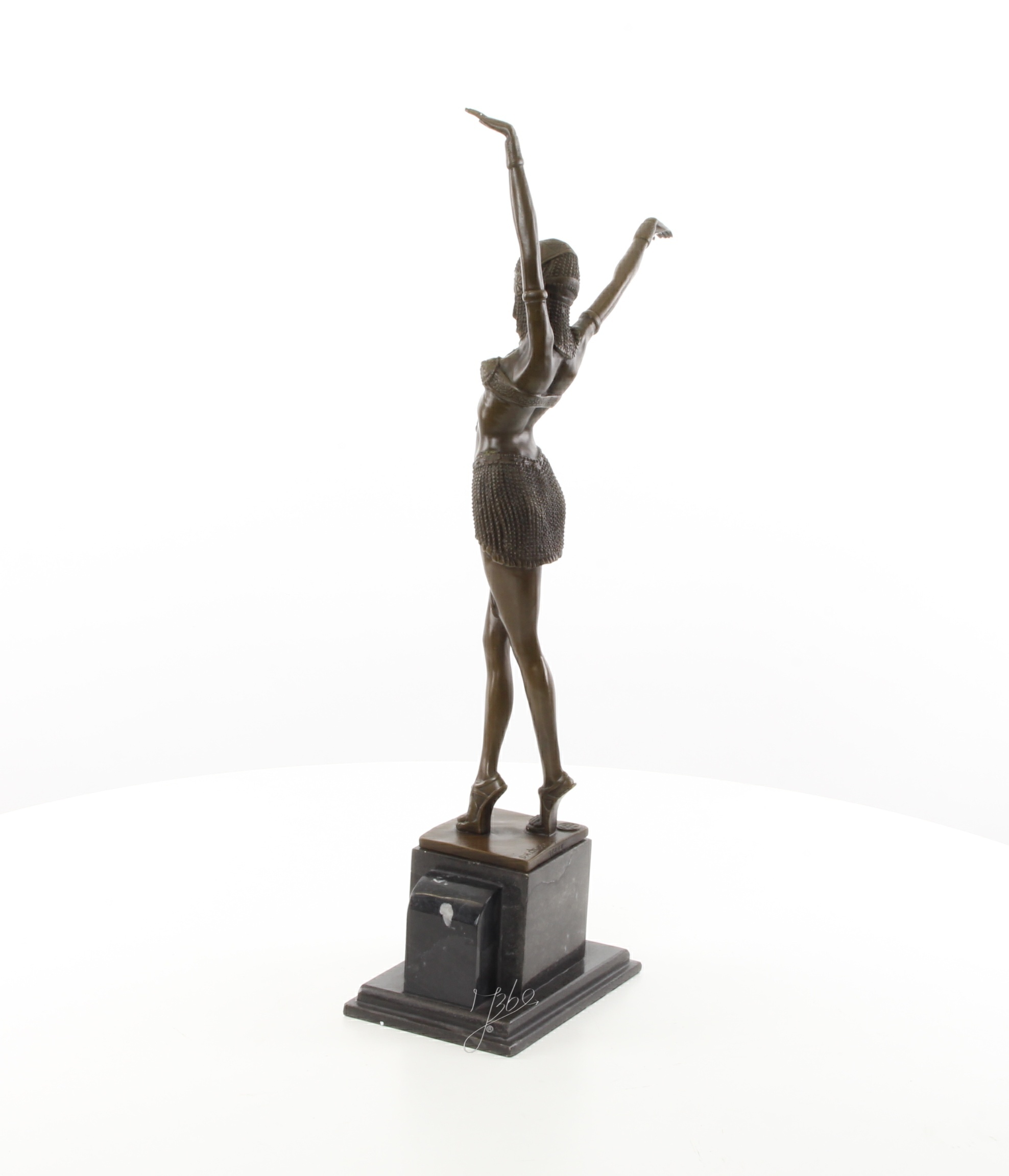 Exquisite Art déco Bronzeskulptur Ägyptische Tänzerin im Stil der 1920er 8