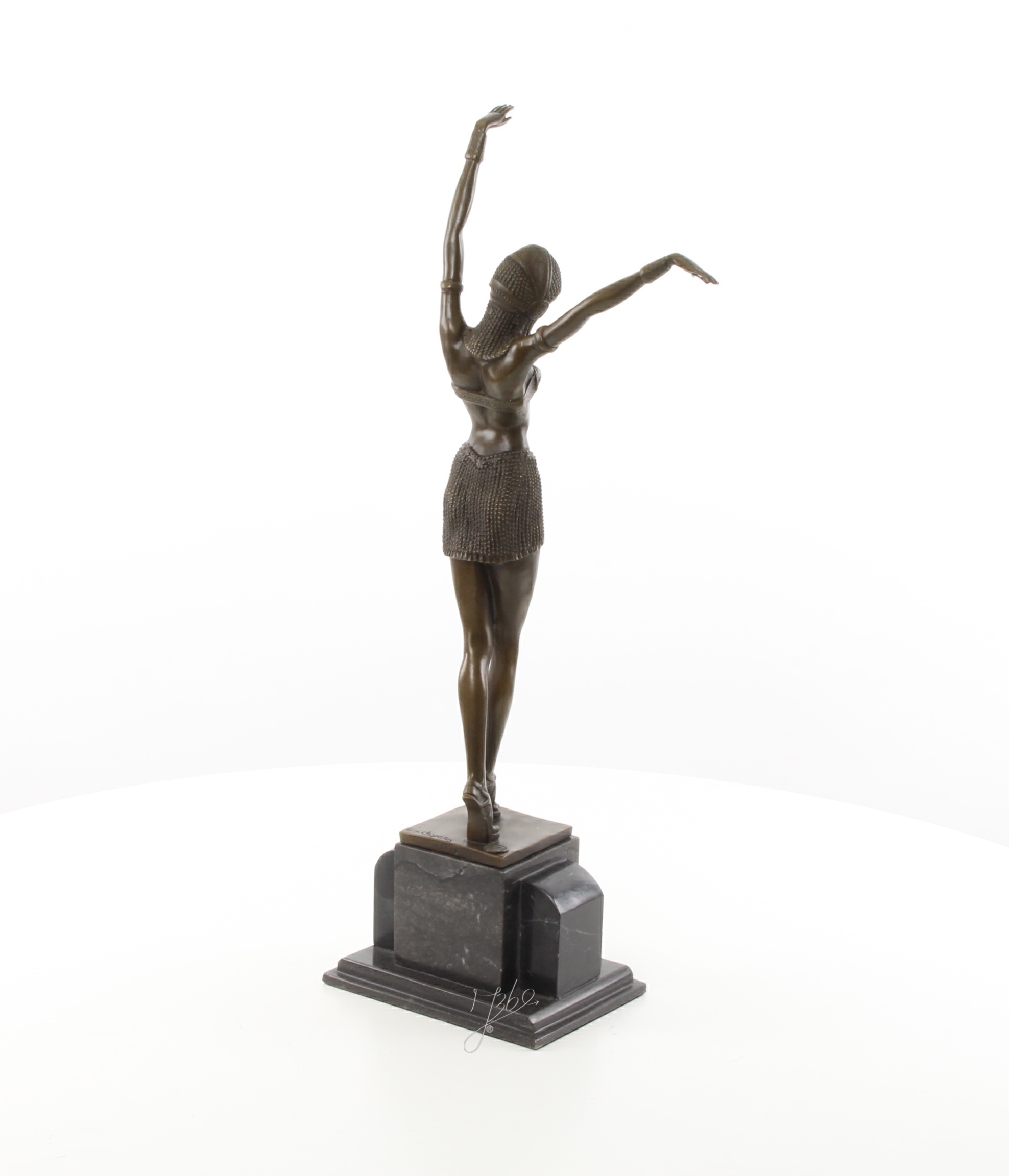 Exquisite Art déco Bronzeskulptur Ägyptische Tänzerin im Stil der 1920er 12