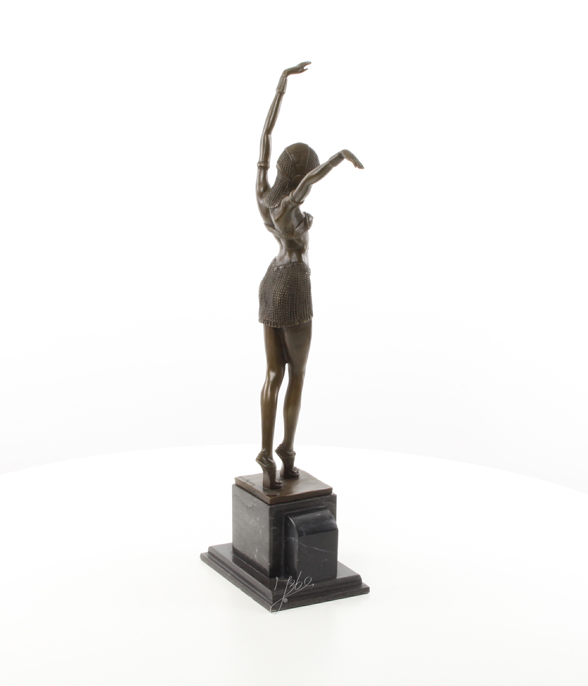 Exquisite Art déco Bronzeskulptur Ägyptische Tänzerin im Stil der 1920er 16