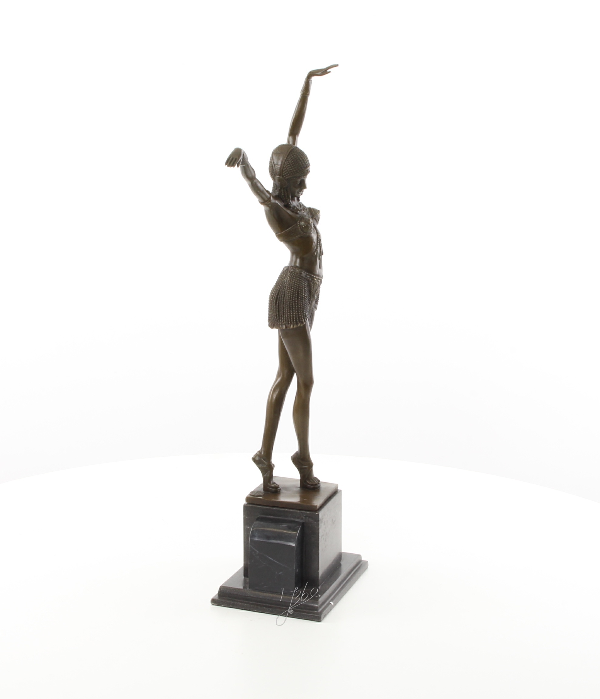 Exquisite Art déco Bronzeskulptur Ägyptische Tänzerin im Stil der 1920er 13