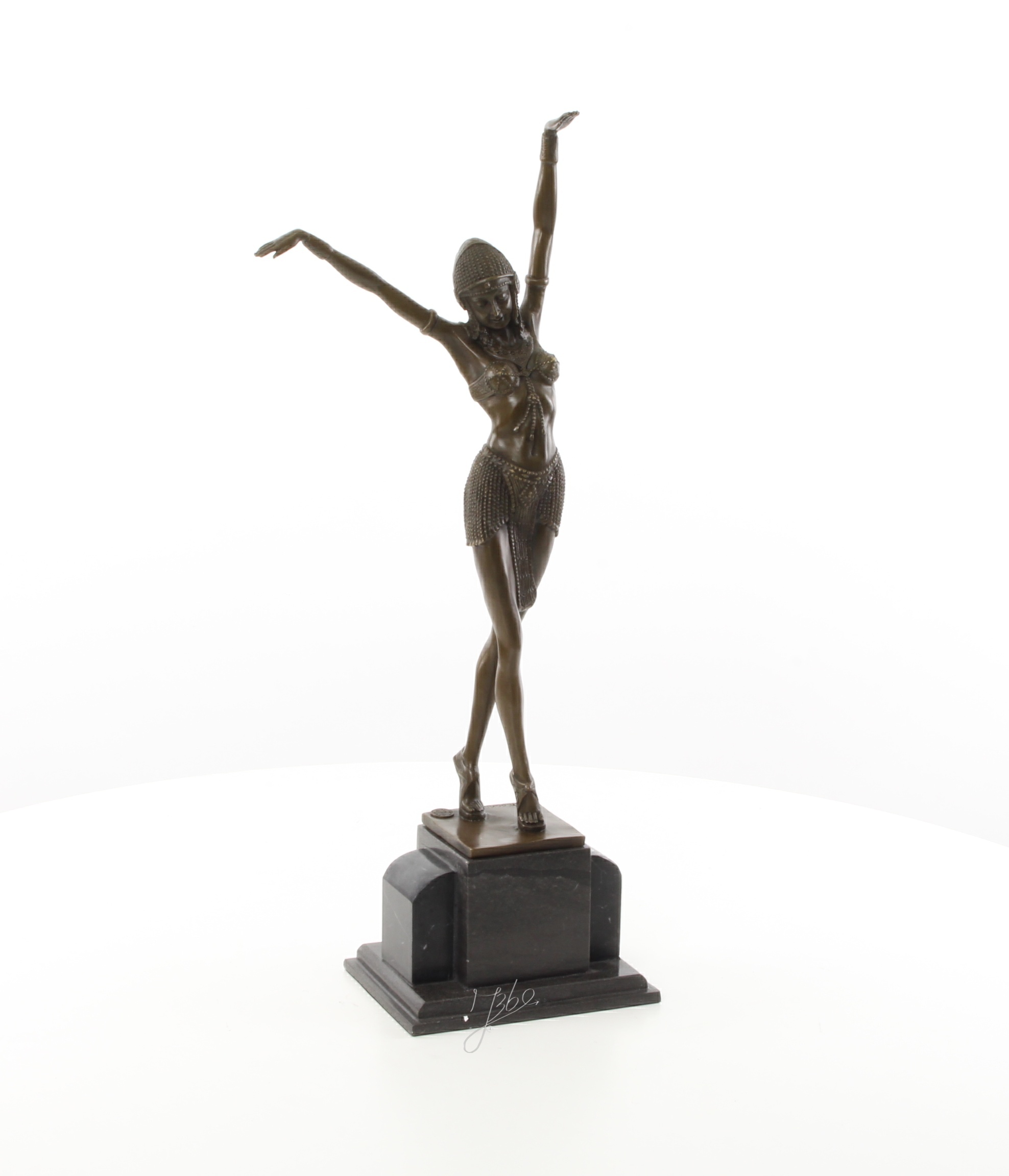 Exquisite Art déco Bronzeskulptur Ägyptische Tänzerin im Stil der 1920er 15