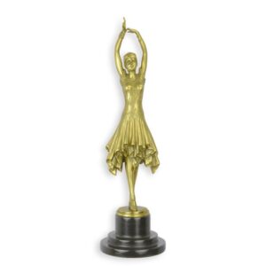 Elegante Bronze Tänzerin Skulptur auf Poliertem Sockel