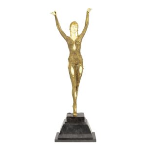 Exquisite Bronze Tanzskulptur Dourga Goldene Figur auf Podest