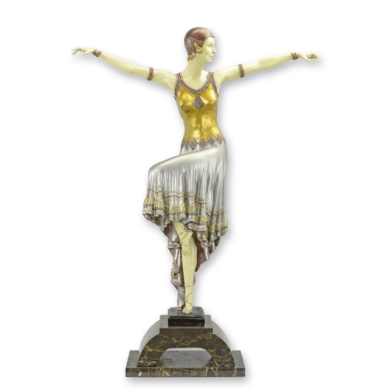 Art Deco Bronze Tänzerin Elegante 1920er Stil Skulptur 2