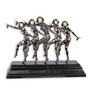 Elegante Bronze Tänzerinnen Skulpturengruppe  Kunstvolle Dekoration