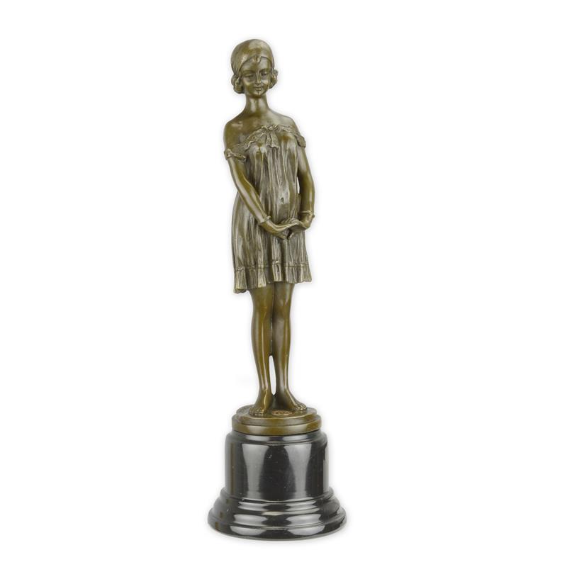 Detaillierte Bronze Figur Mädchen Elegante Bronzestatue einer jungen Frau 2