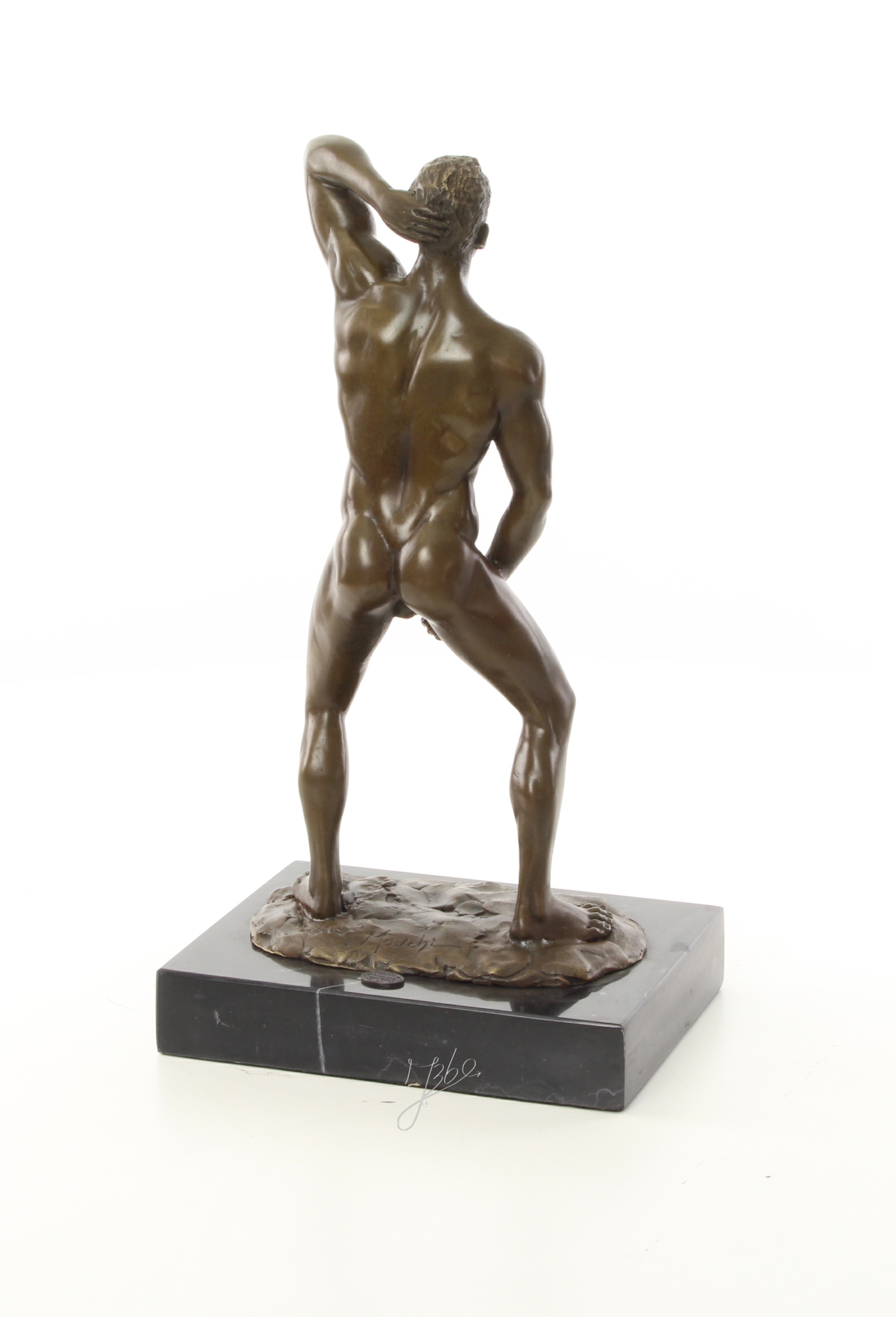 Exquisite Bronze Skulptur Kunstvoller Männlicher Akt in Perfektion 10