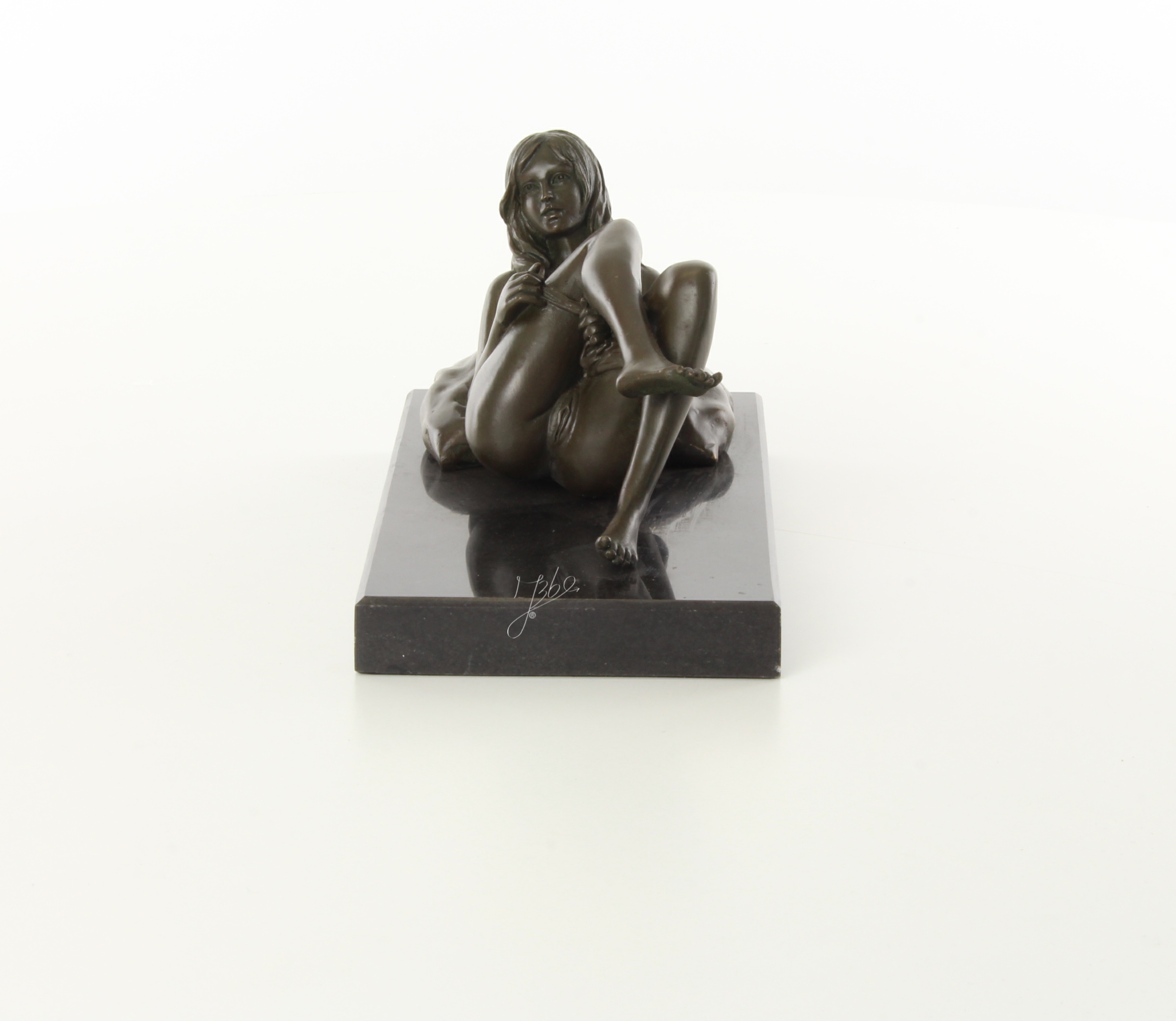 Exquisite Bronze Figur Liegende Frau Erotische Skulptur mit Kissen 4