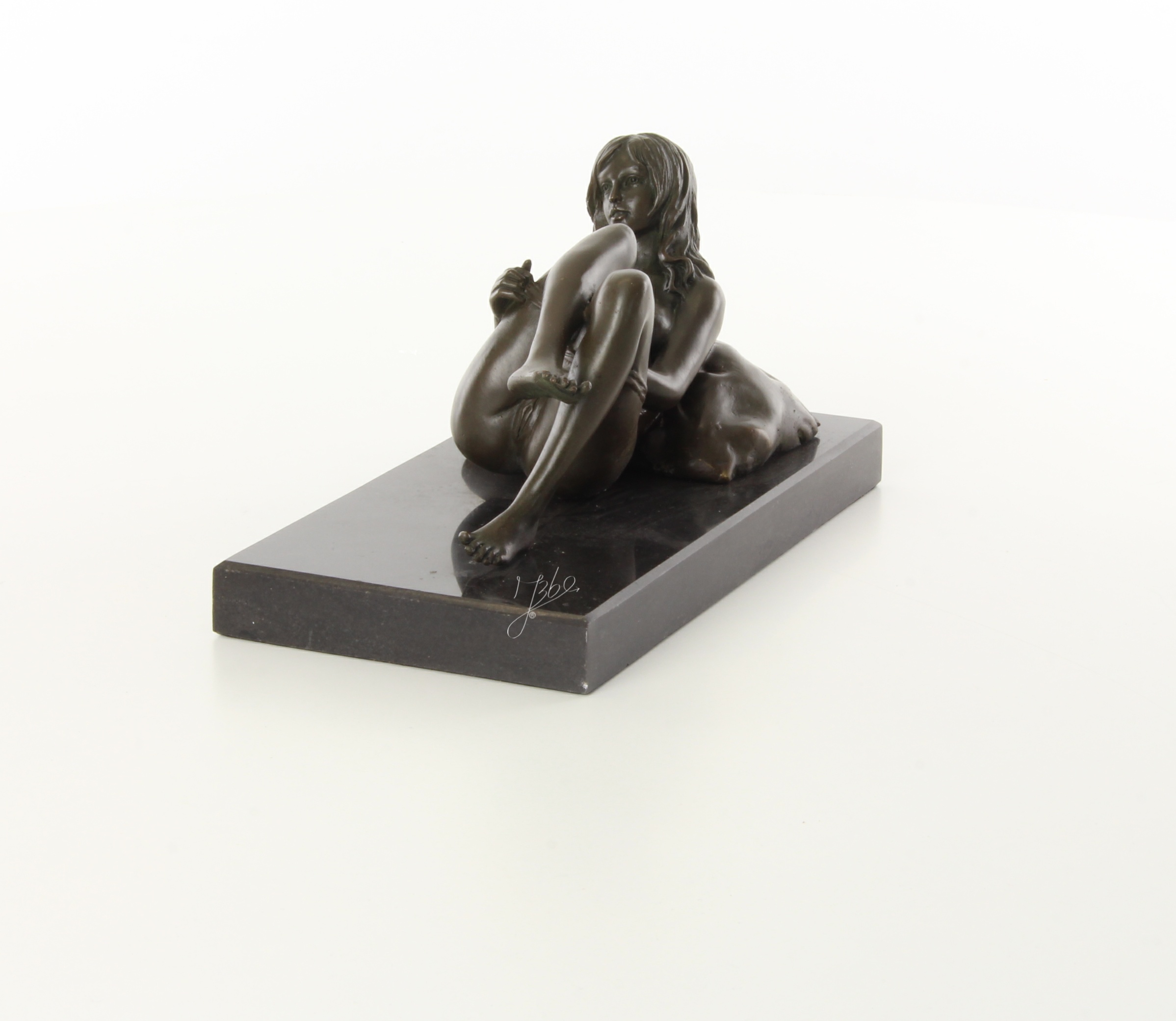 Exquisite Bronze Figur Liegende Frau Erotische Skulptur mit Kissen 6