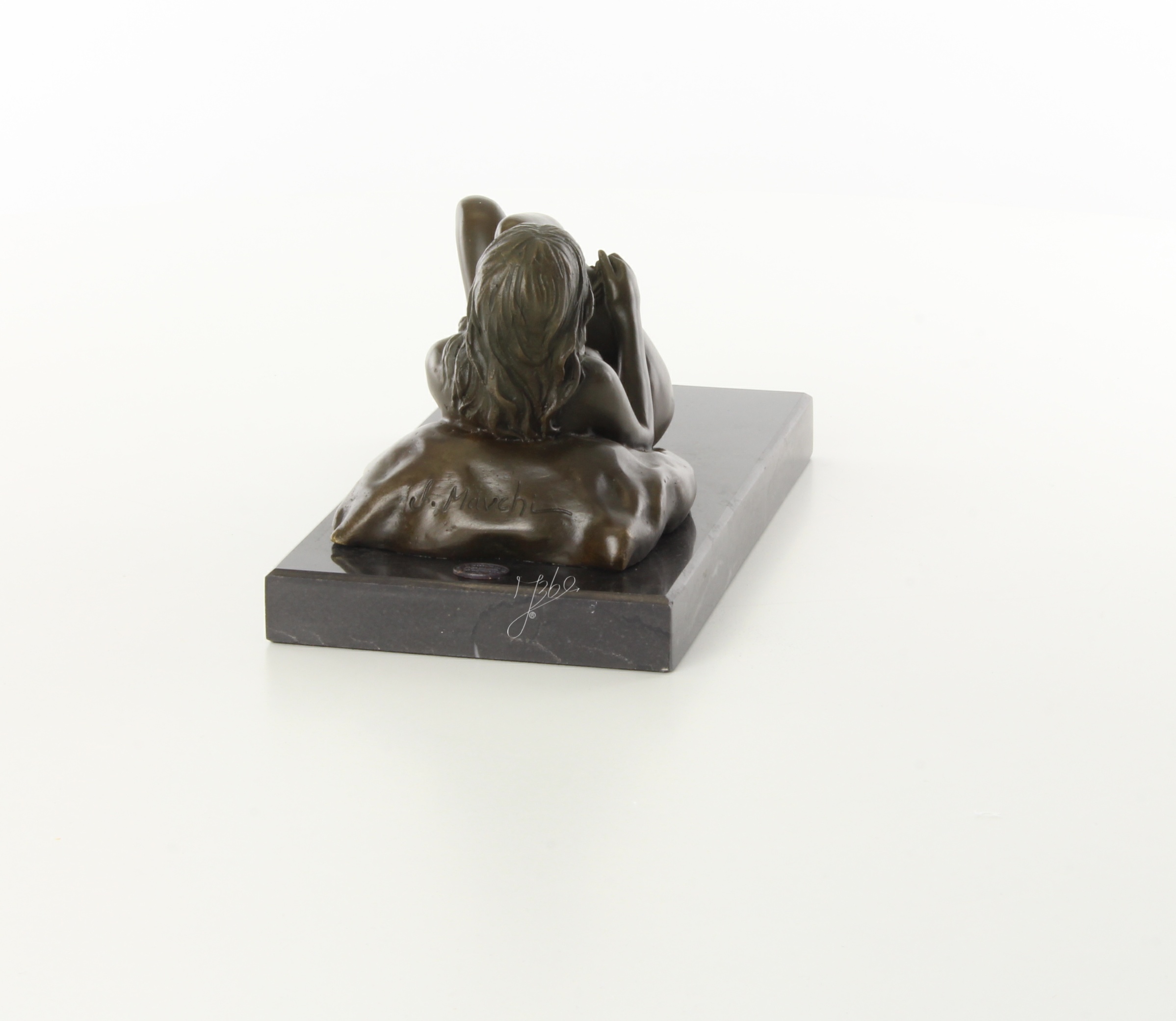 Exquisite Bronze Figur Liegende Frau Erotische Skulptur mit Kissen 9