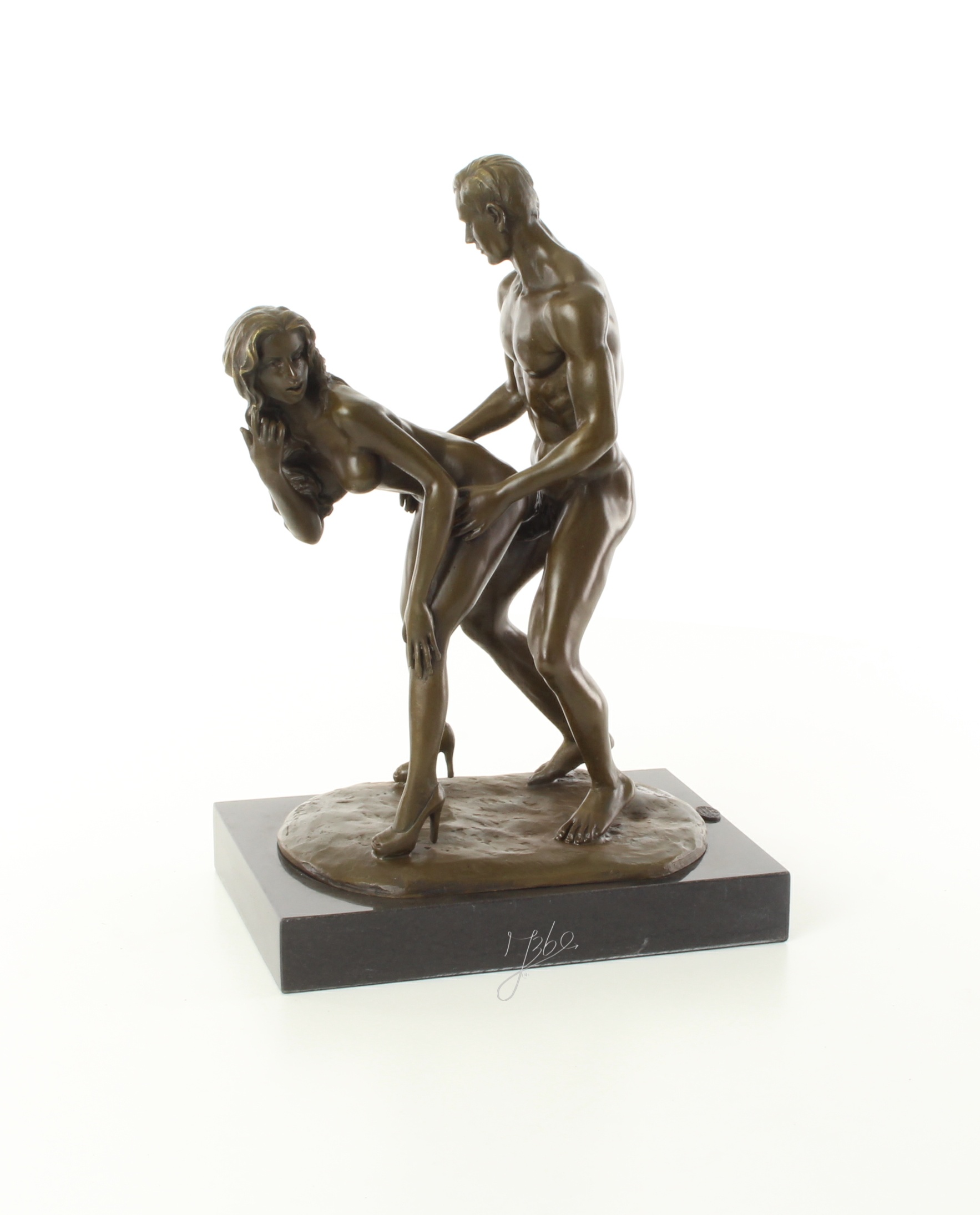 Zeitlose Bronze Liebesskulptur Klassische erotische Kunst eines Paares 3
