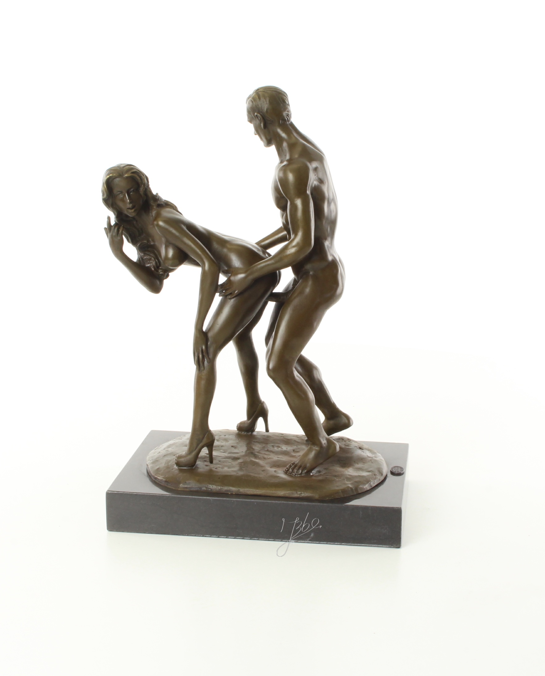 Zeitlose Bronze Liebesskulptur Klassische erotische Kunst eines Paares 4