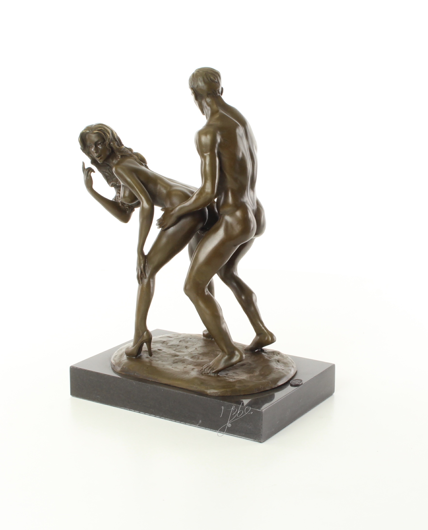 Zeitlose Bronze Liebesskulptur Klassische erotische Kunst eines Paares 5