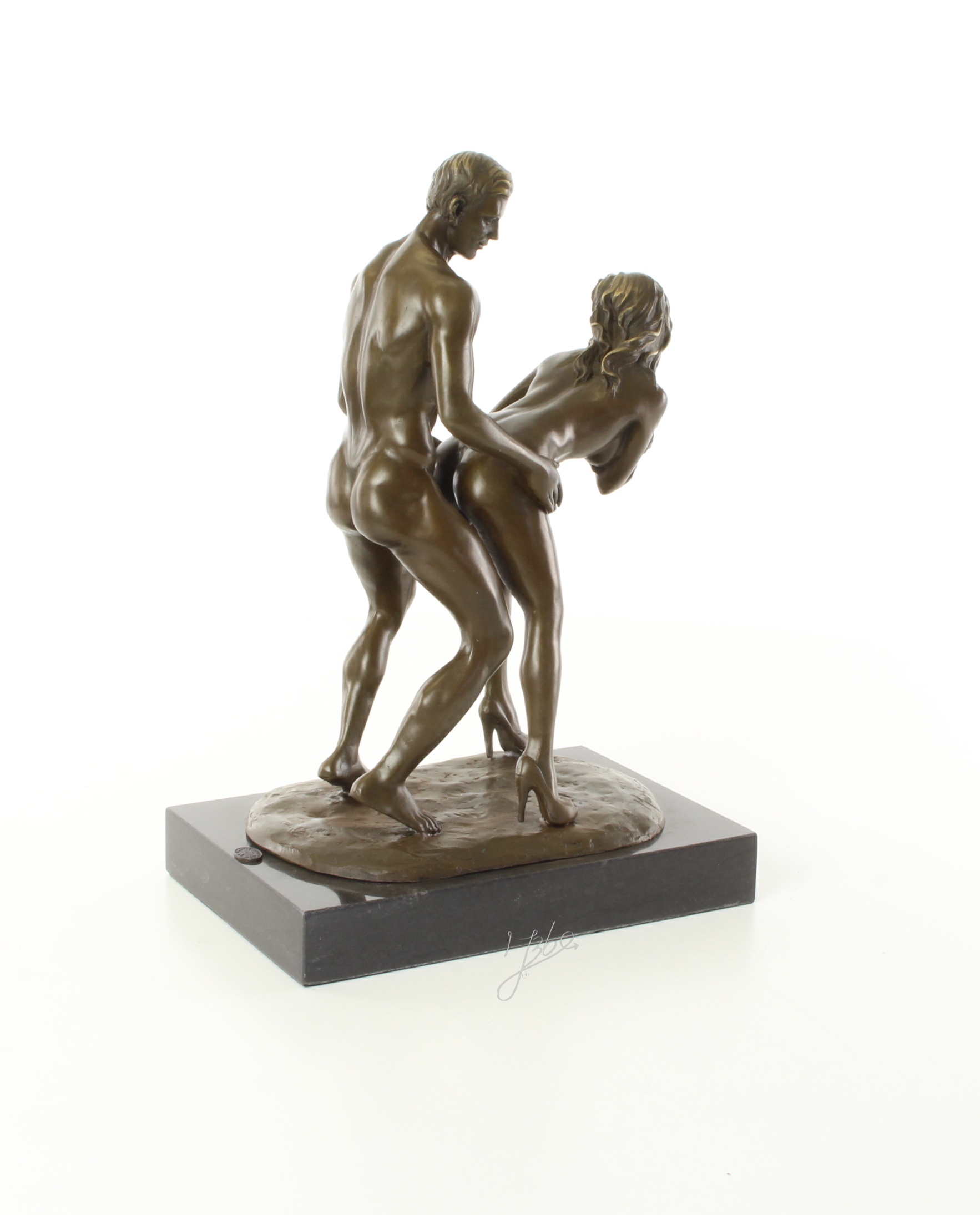 Zeitlose Bronze Liebesskulptur Klassische erotische Kunst eines Paares 12