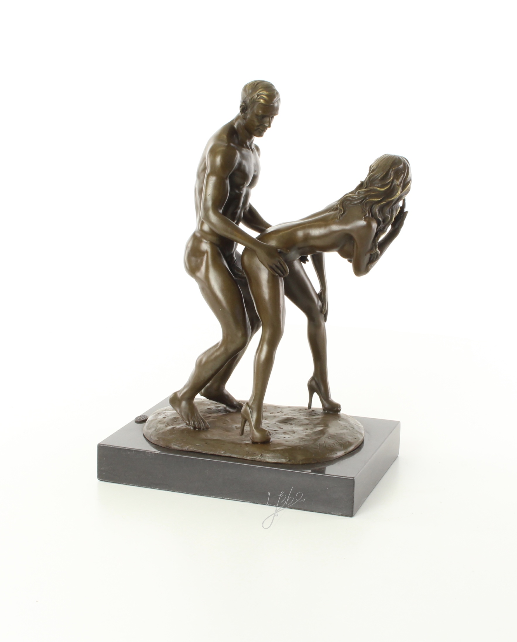 Zeitlose Bronze Liebesskulptur Klassische erotische Kunst eines Paares 10