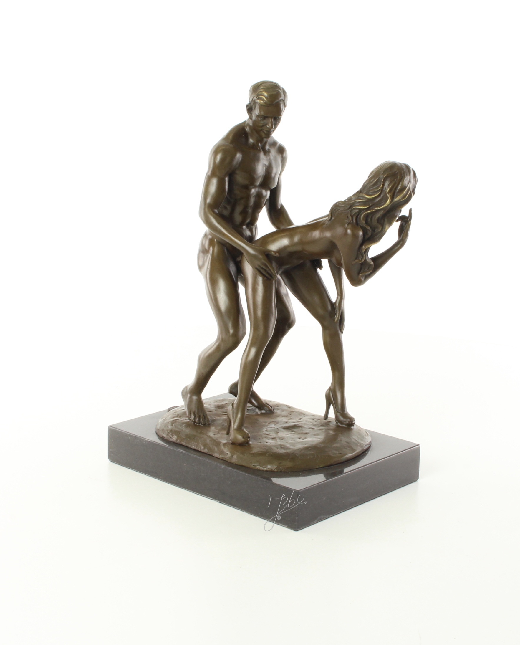 Zeitlose Bronze Liebesskulptur Klassische erotische Kunst eines Paares 13