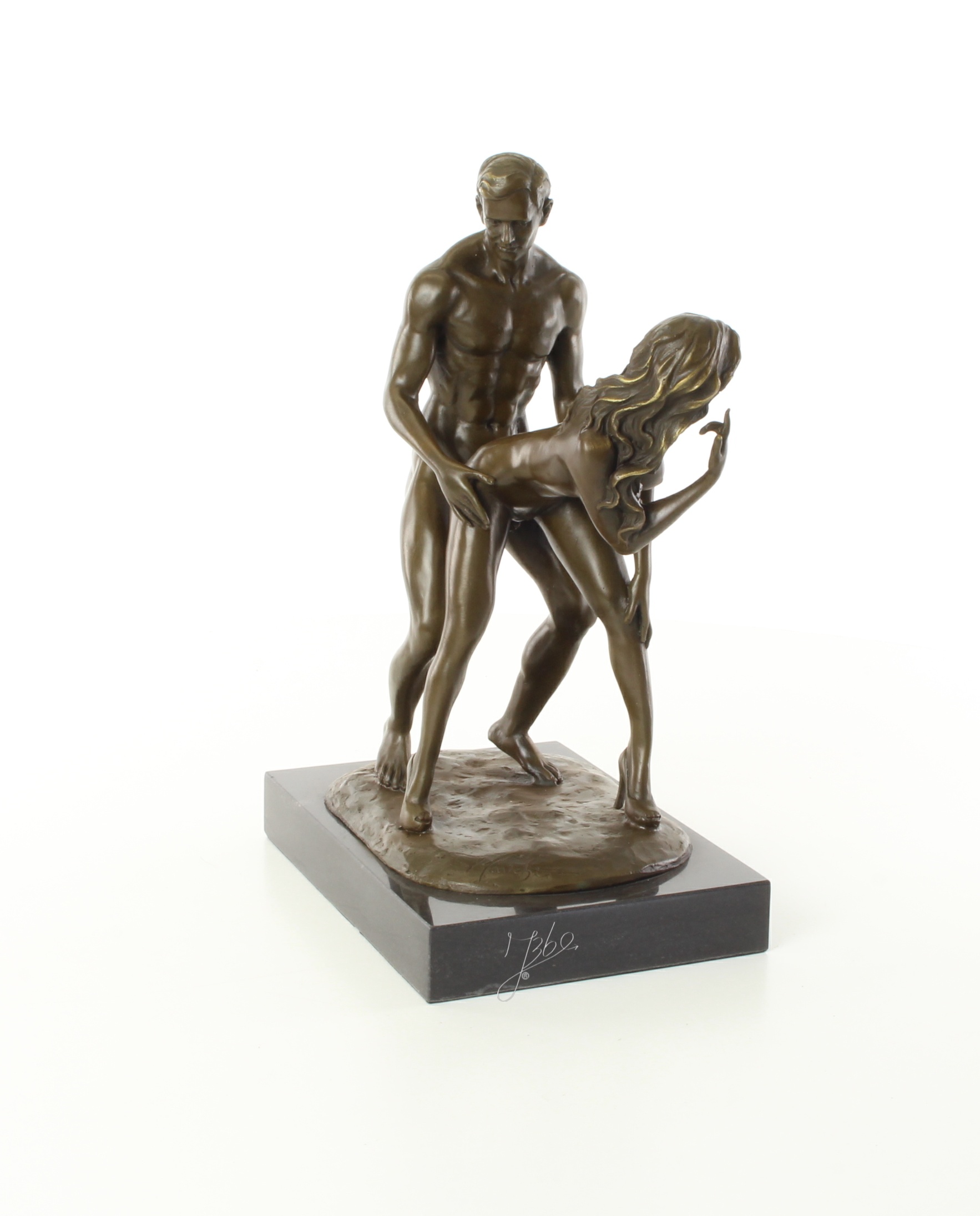 Zeitlose Bronze Liebesskulptur Klassische erotische Kunst eines Paares 15