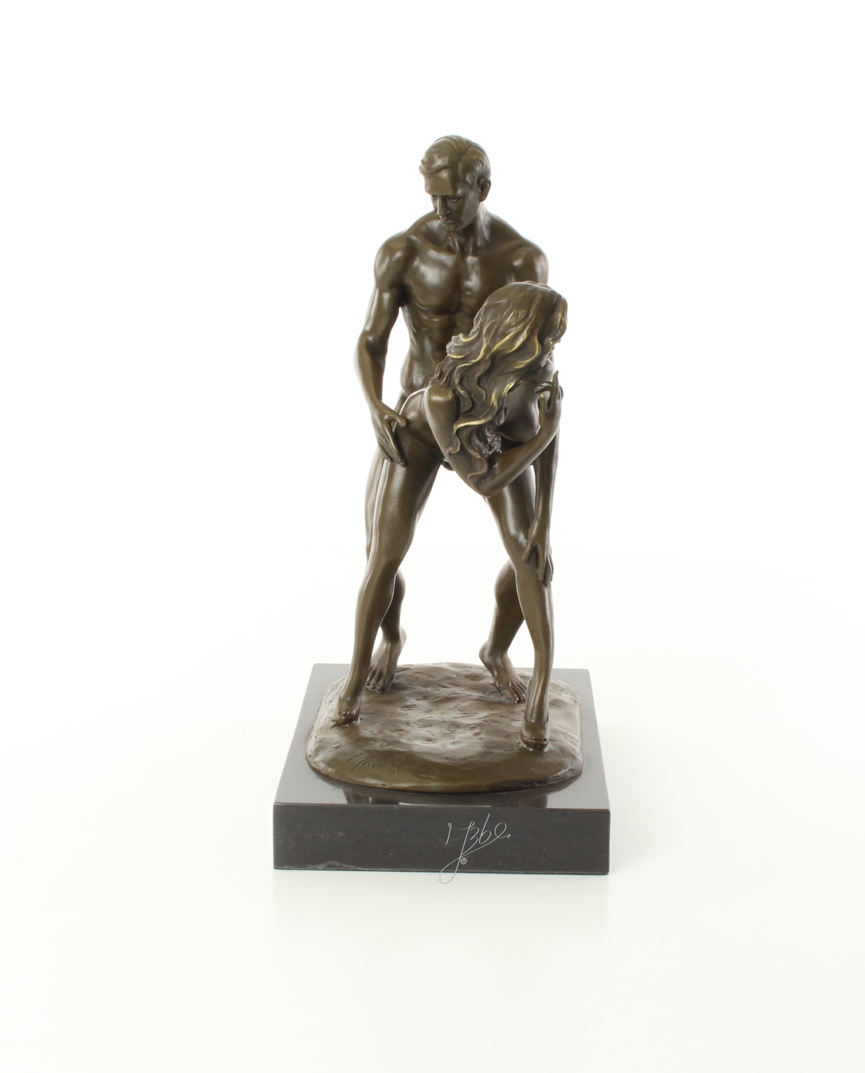 Zeitlose Bronze Liebesskulptur Klassische erotische Kunst eines Paares 14
