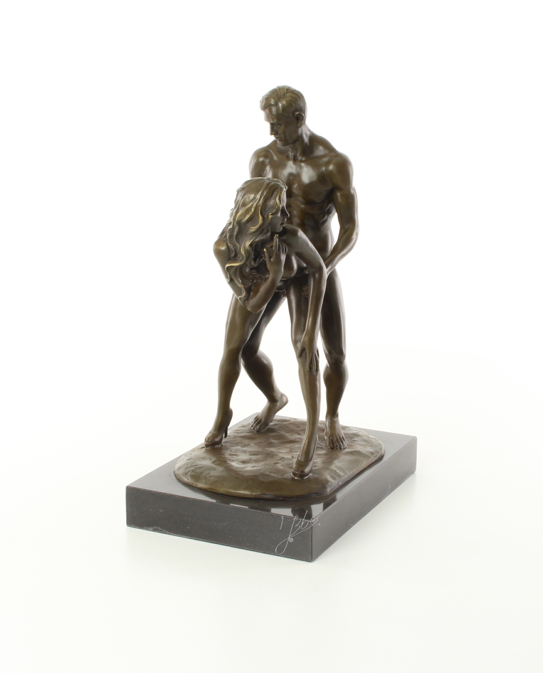 Zeitlose Bronze Liebesskulptur Klassische erotische Kunst eines Paares 16