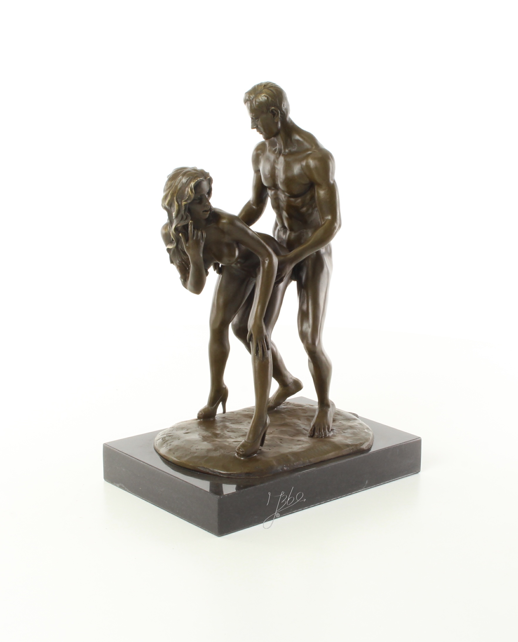 Zeitlose Bronze Liebesskulptur Klassische erotische Kunst eines Paares 17