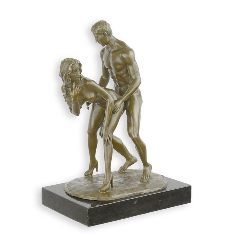Zeitlose Bronze Liebesskulptur Klassische erotische Kunst eines Paares 2