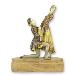 Historische Bronze Skulptur Kalt Bemalte Figuren im Antiken Stil