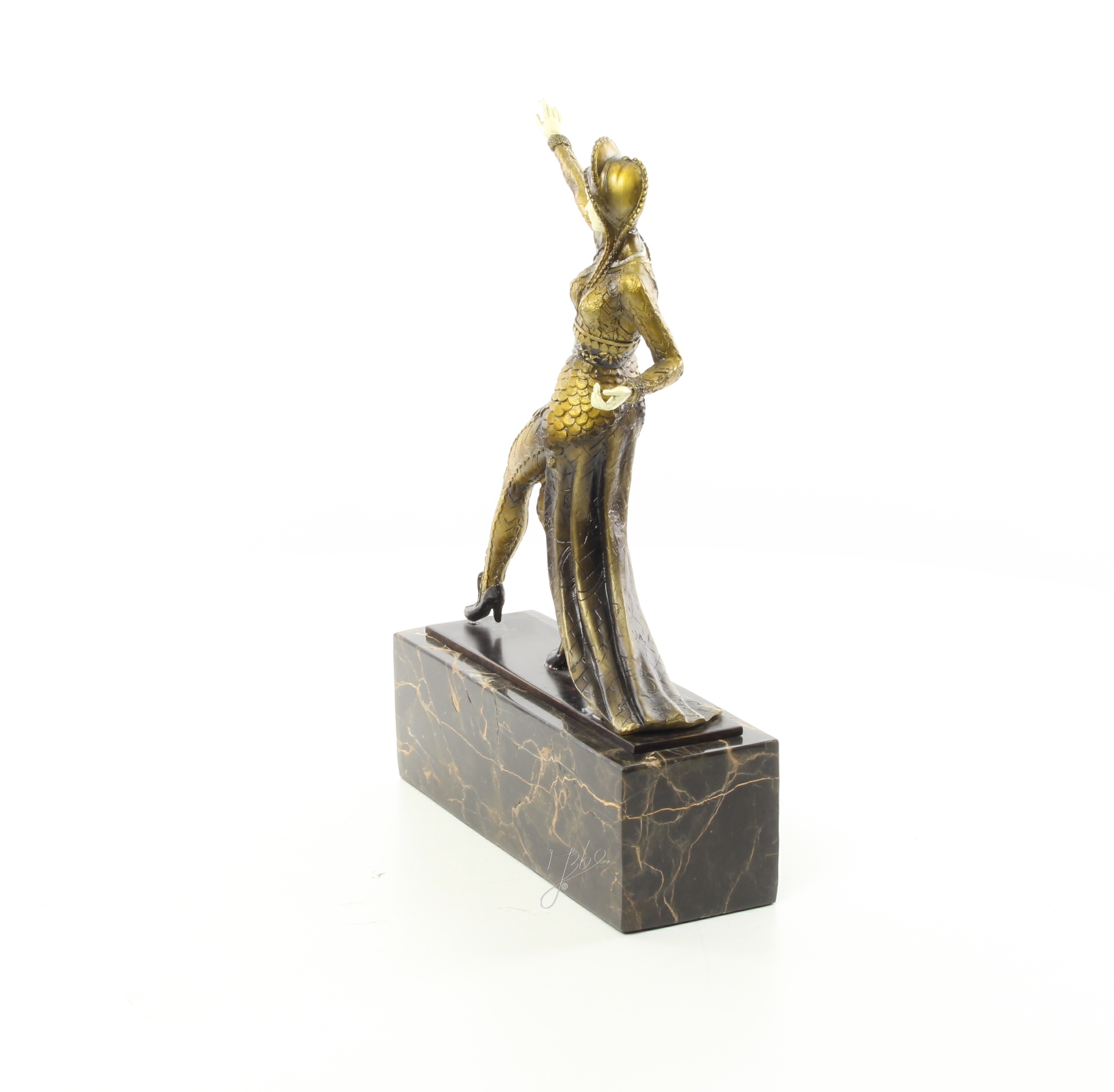 Elegante Bronze Tanzskulptur Detaillierte Tänzerin auf Marmorsockel 8