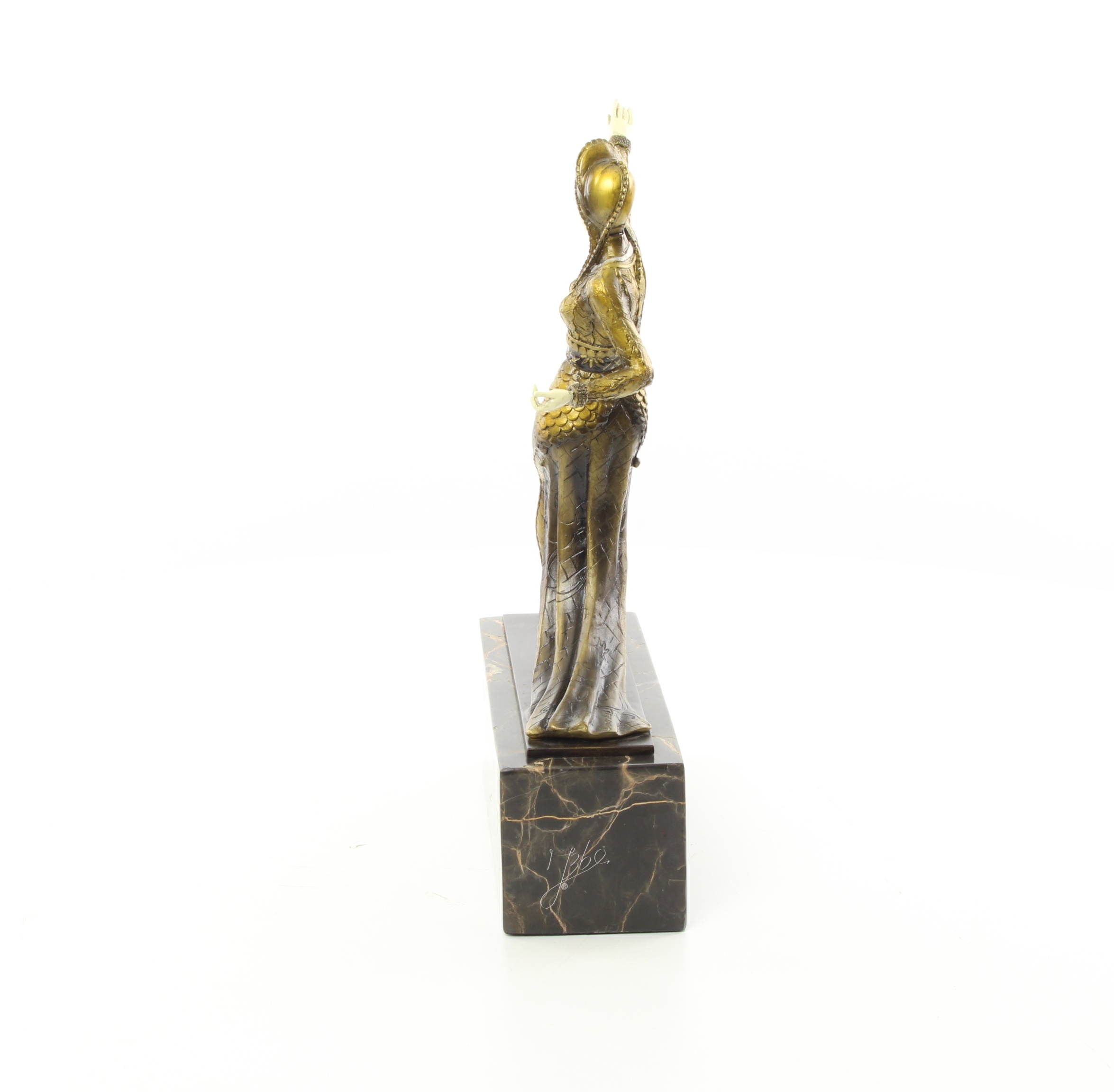 Elegante Bronze Tanzskulptur Detaillierte Tänzerin auf Marmorsockel 6