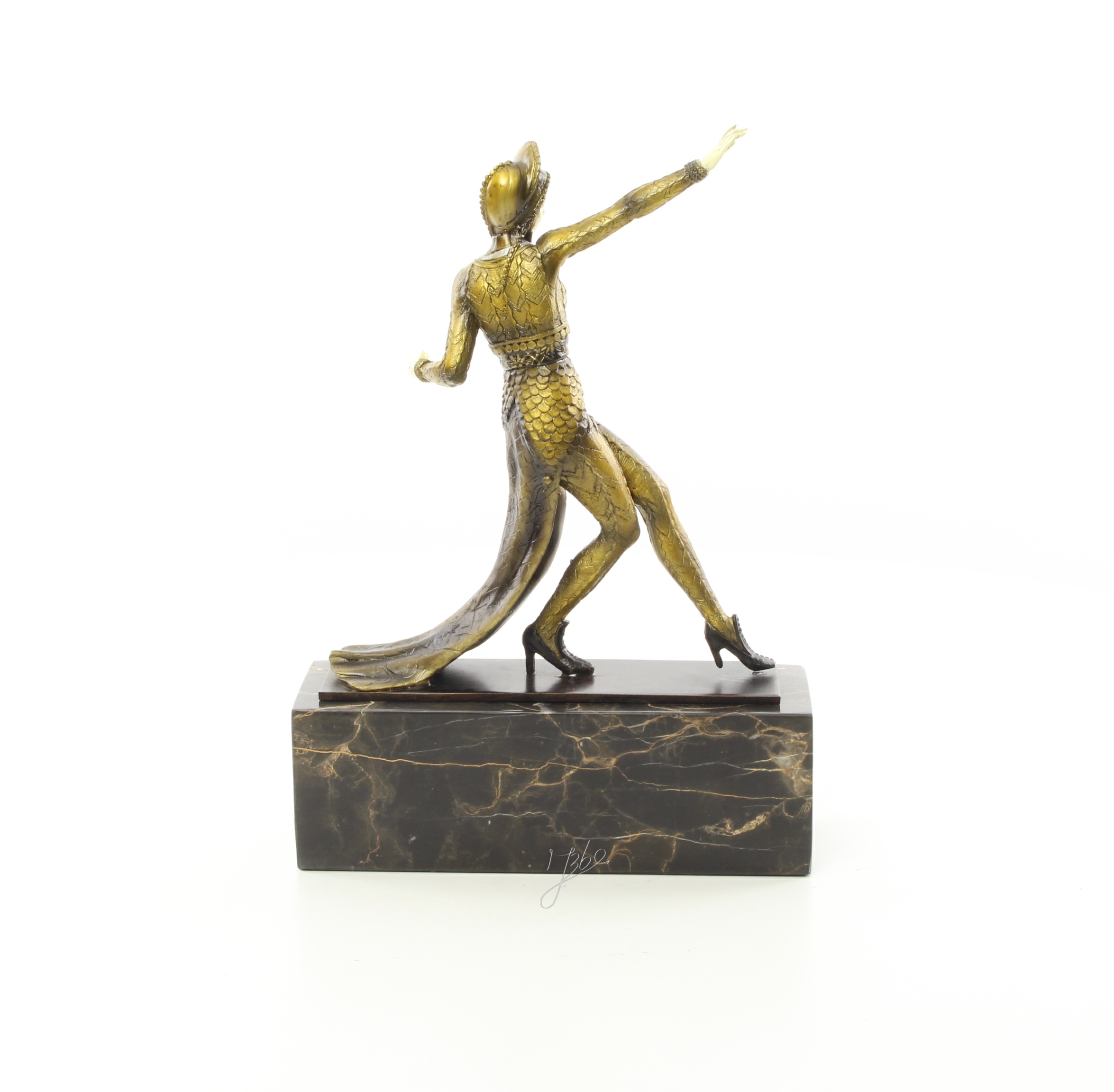 Elegante Bronze Tanzskulptur Detaillierte Tänzerin auf Marmorsockel 15