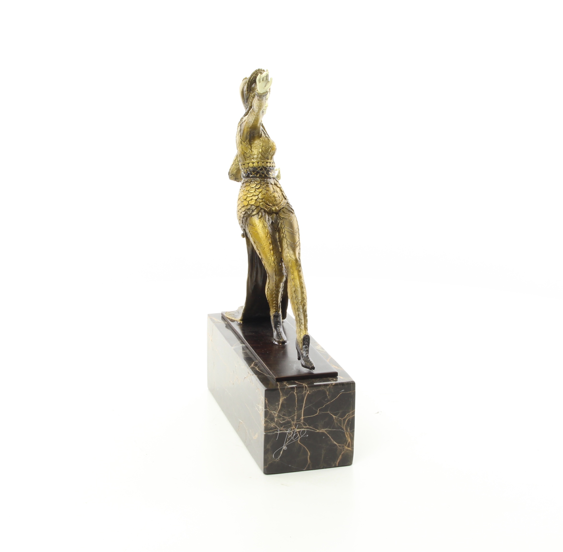 Elegante Bronze Tanzskulptur Detaillierte Tänzerin auf Marmorsockel 16
