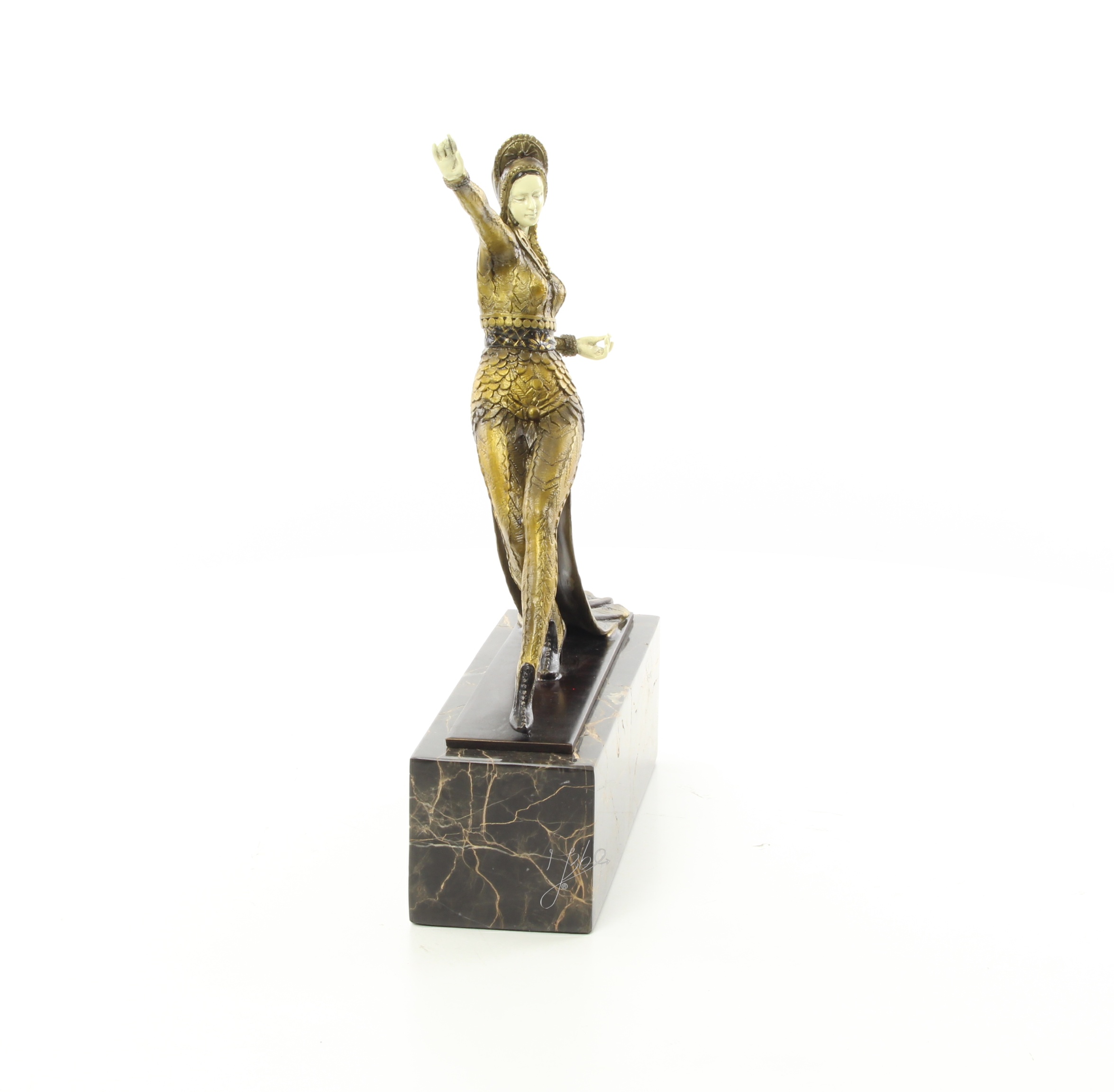 Elegante Bronze Tanzskulptur Detaillierte Tänzerin auf Marmorsockel 13